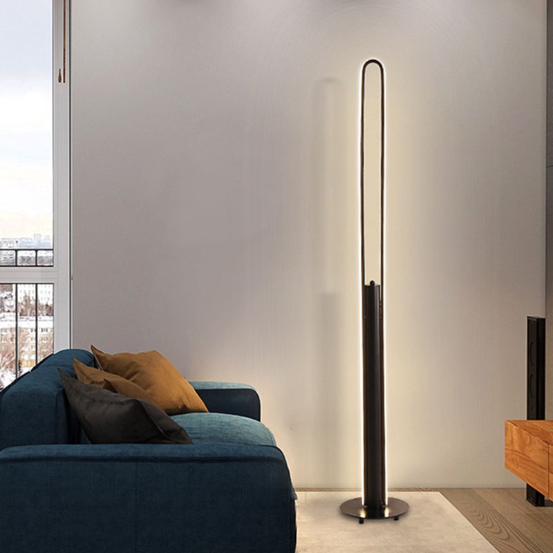 Acrylic Tubular Reading Floor Lighting Minimalist Black/White/Gold LED Standing Lamp in Warm/White Light