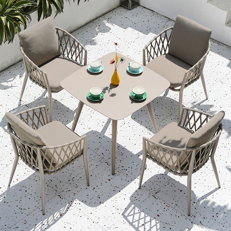 Modern Rust Resistant Patio Table Rectangle/Square Aluminum Frame Dining Table