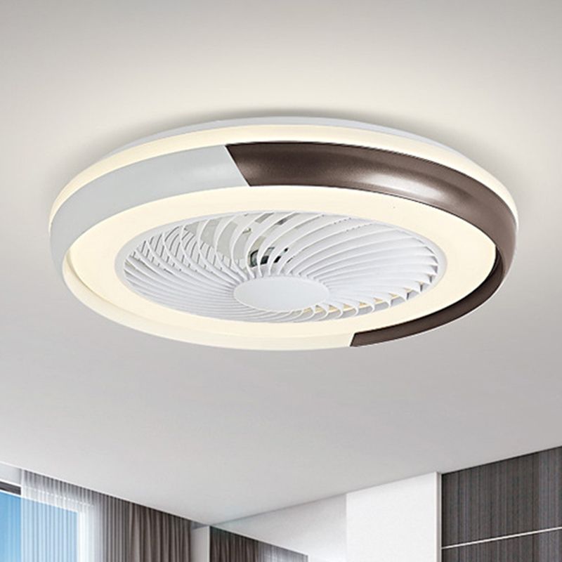 19,5 "largo macaron round 5 pale lampada a soffitto ventola acrilica per bambini la luce semifulcata a filo, telecomando