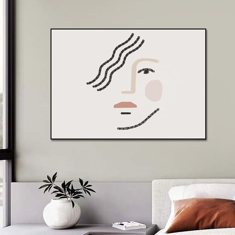 Big Girl's Face Portraiture Painting White Canvas Materials Wall Art Print Textured