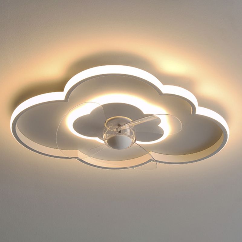 Modern 2-Light White Ceiling Fan Lamp LED Ceiling Fan Light for Bedroom