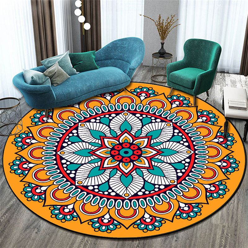 Morocco Floral Pattern Area Carpet Polyester Area Rug Stain Resistant Rug for Home Decor