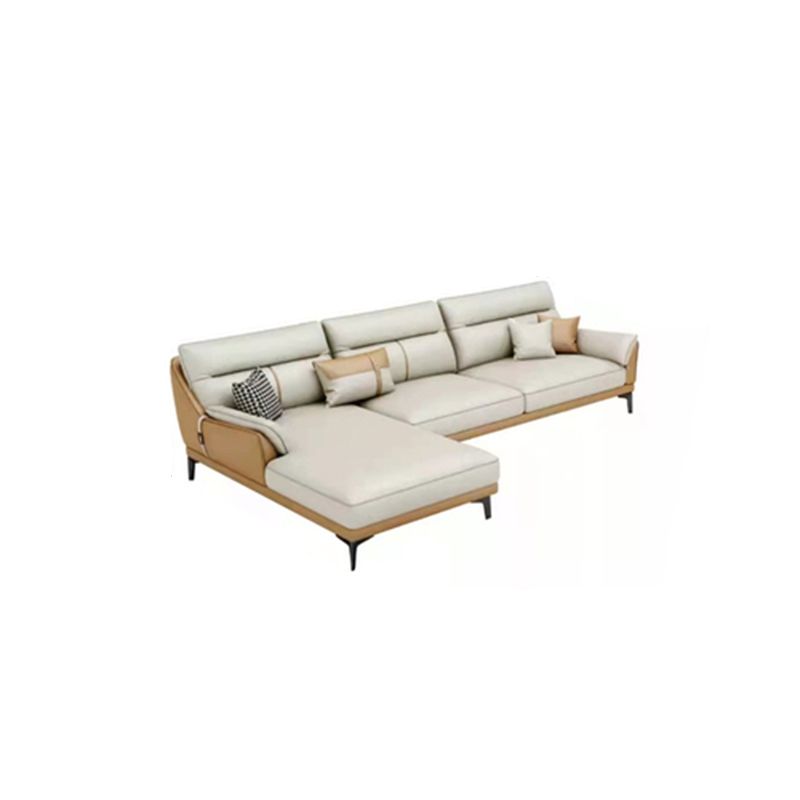 Faux Leather Sofa Stain-Resistant Contemporary Furniture Sectionals in Yellow and Beige