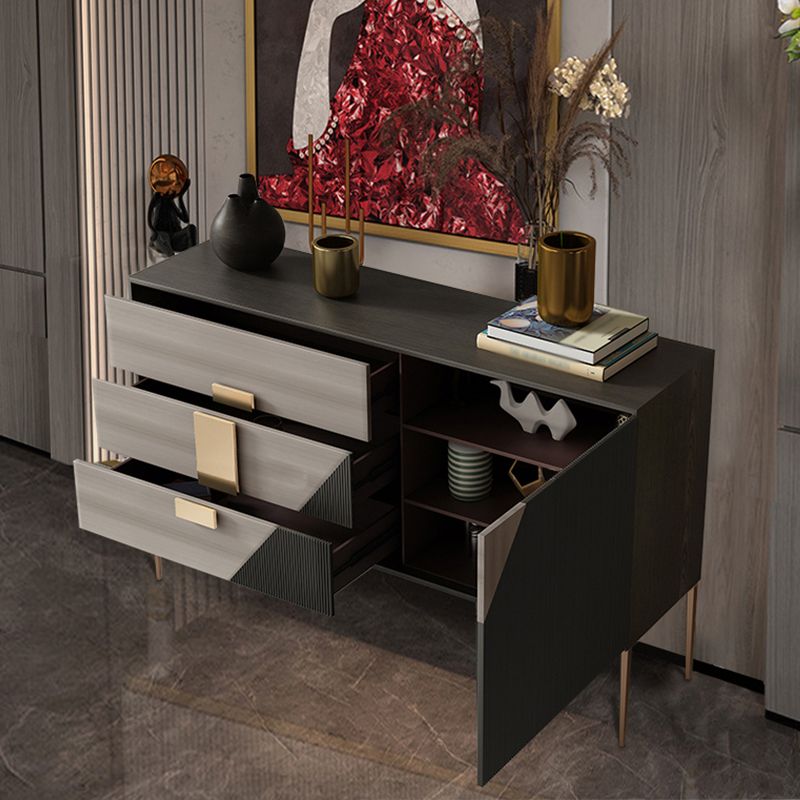 3-Drawer Oak Wood Sideboard Glam Cabinets Credenza for Living Room