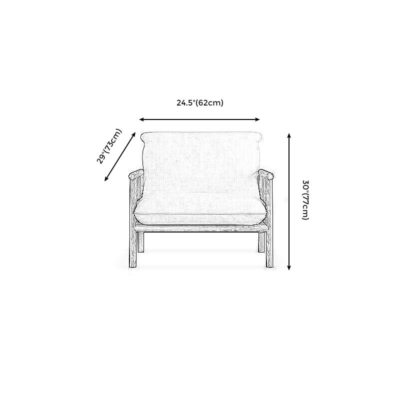 Linen Beige Upholstered Sofa Square Arm Settee with Wooden Legs for Apartment