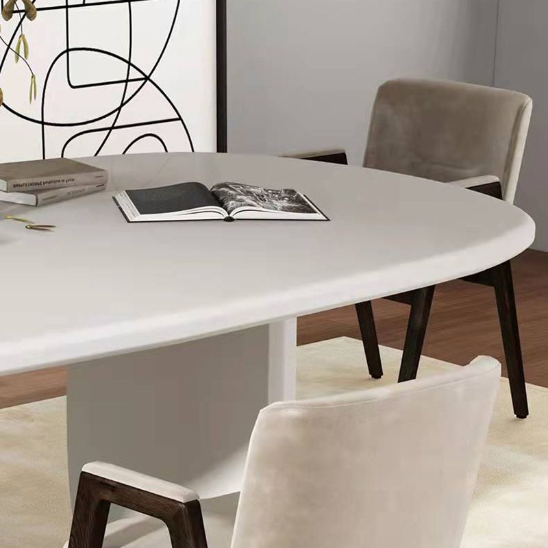 Modern Solid Wood Table for Restaurant Rectangle White Dining Table with Double Pedestal