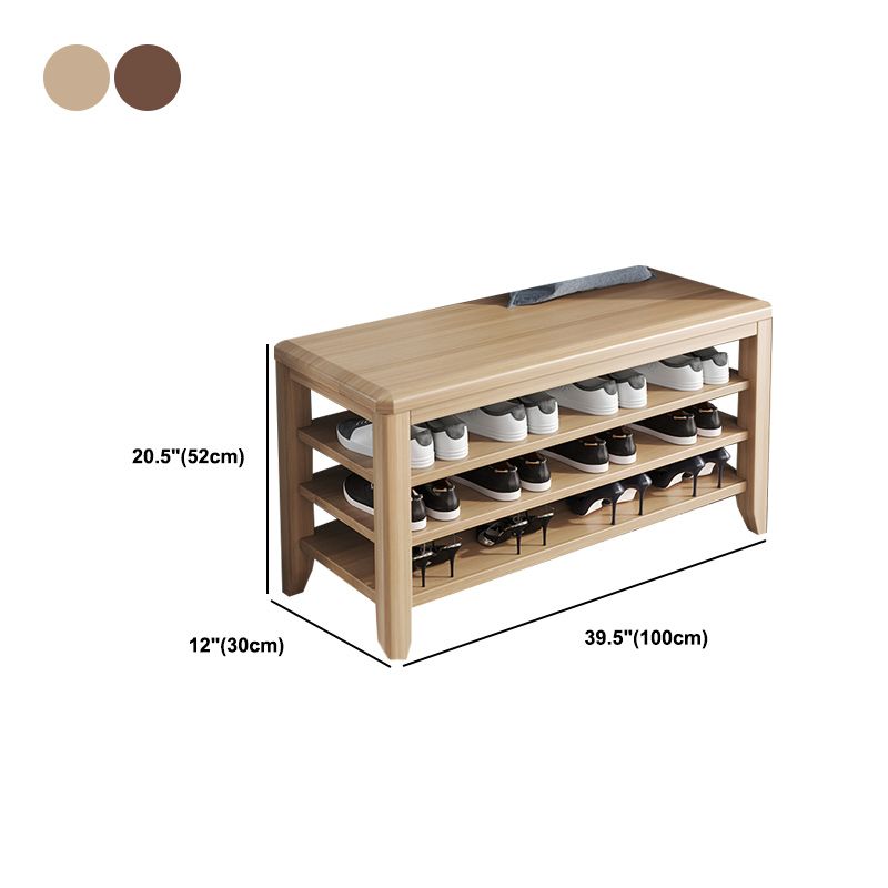 Rectangle 11.8" Wide Entryway Bench with Storage Solid Wood Seating Bench in Rubberwood