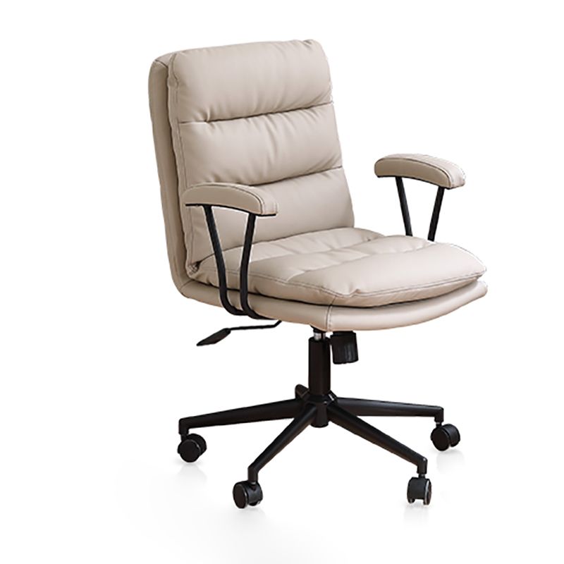 Modern Leather Chair Padded Arms Adjustable Seat Height Office Chair with Wheels