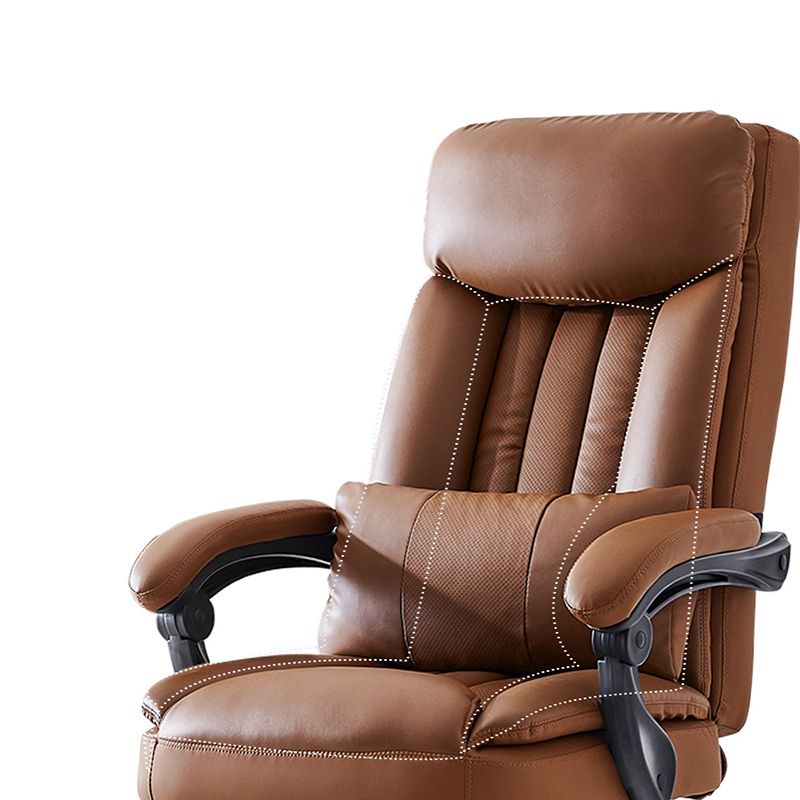 Modern Desk Chair Leather Computer Chair High-Back Chair in Brown