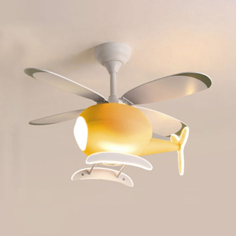 Nordic Style Ceiling Fan Lamp Helicopter Shape LED Ceiling Fan Light for Children's Room