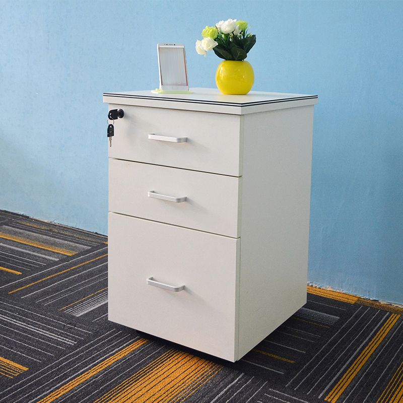 Contemporary File Cabinets Solid Wood Frame Key Lock File Pedestal