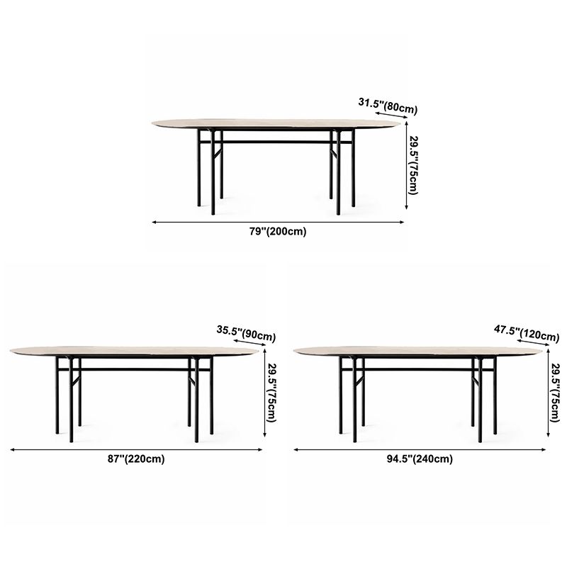 Metaal moderne ovaal eettafel houten boventafel voor eetkamer en keuken
