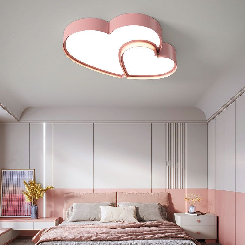 Geometric Shape Flush Light Modern Style Metal 2 Light Flush Mount for Bedroom