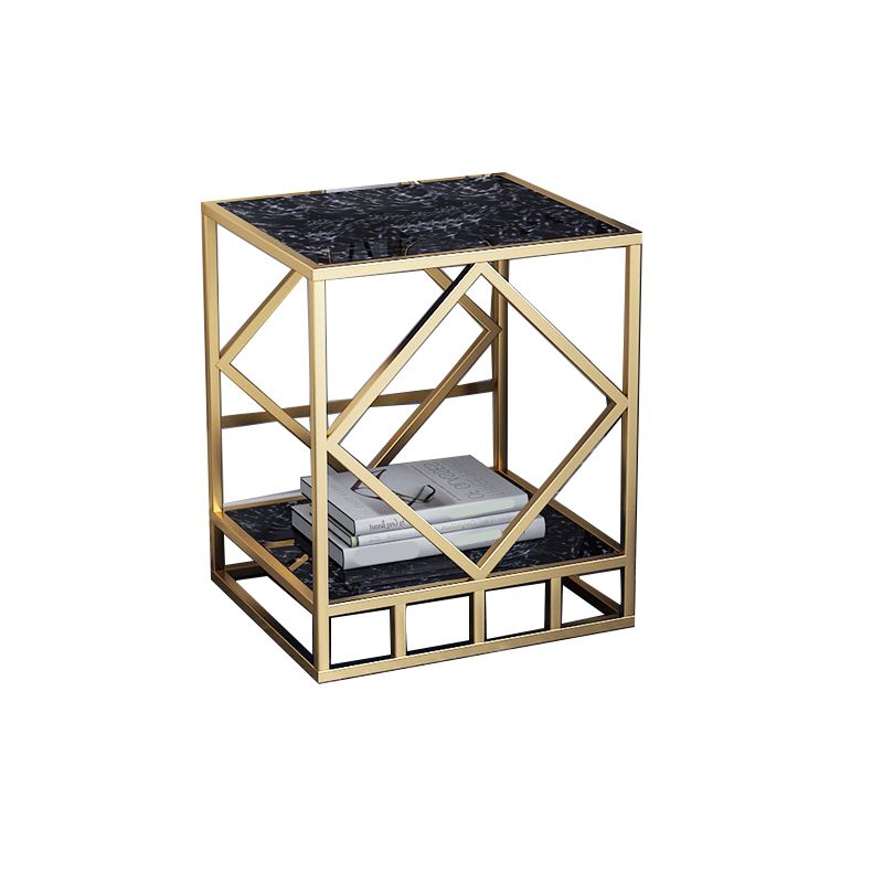 Lower Shelf Accent Table Nightstand Metal Bedside Cabinet for Bedroom