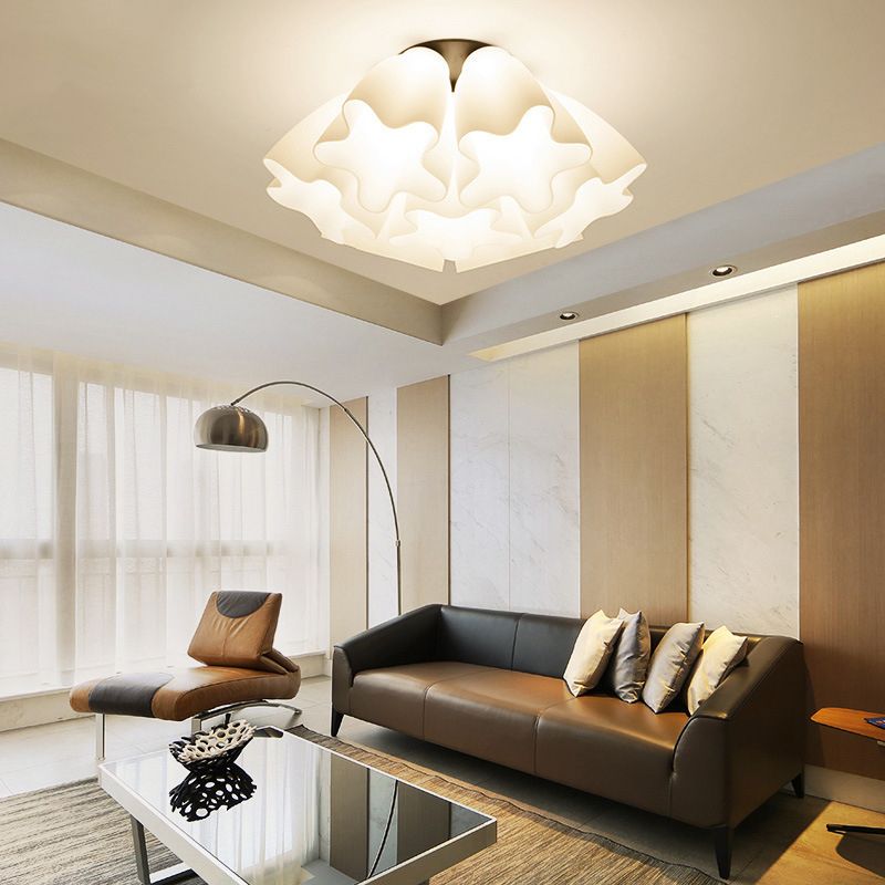 Modern Style Flush Light Glass 3/5/7 Lights Flush Ceiling Light in White