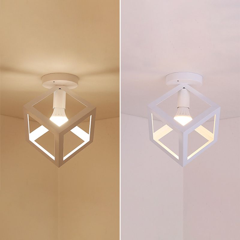 Metal Geometric Shape Flush Ceiling Light Modern 1 Light Flush Mount Light Fixture