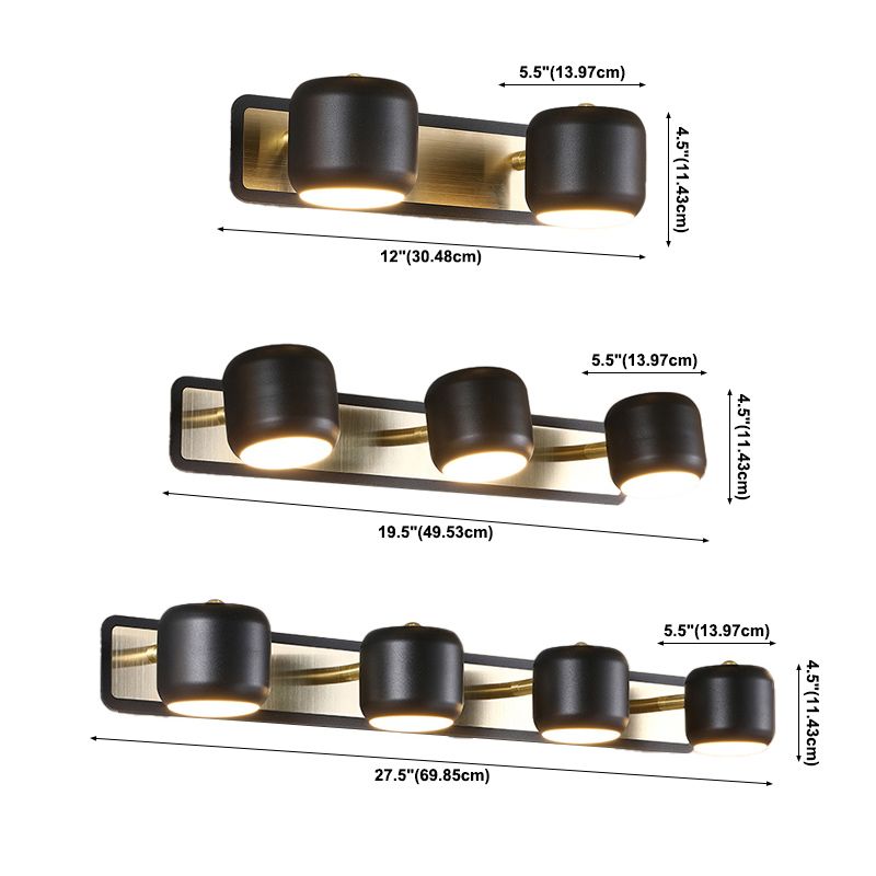 Lámpara de tocador de forma de cilindro de luz de tocador de estilo nórdico con sombra de aluminio para dormitorio