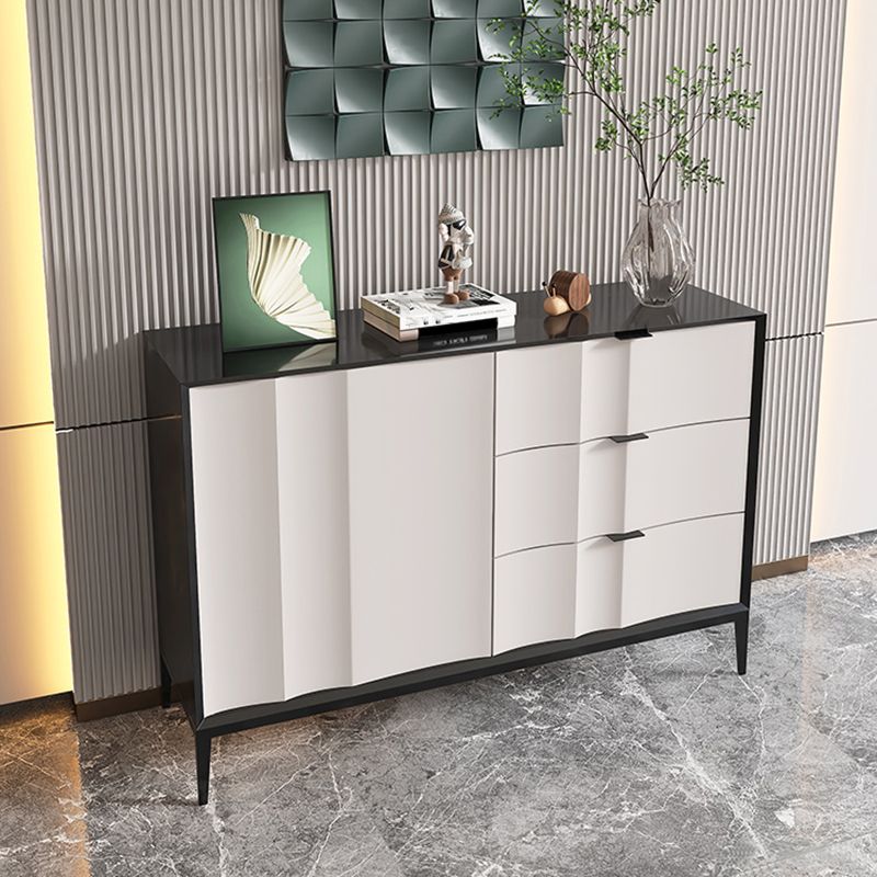 Contemporary Dining Server Engineered Wood Buffet Server with Drawers for Living Room