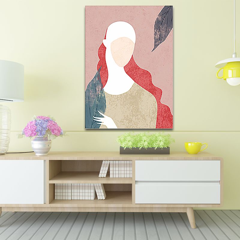 Nordic Fashion Woman Wall Decor Pink Living Room Canvas Art (Multiple Sizes Available)