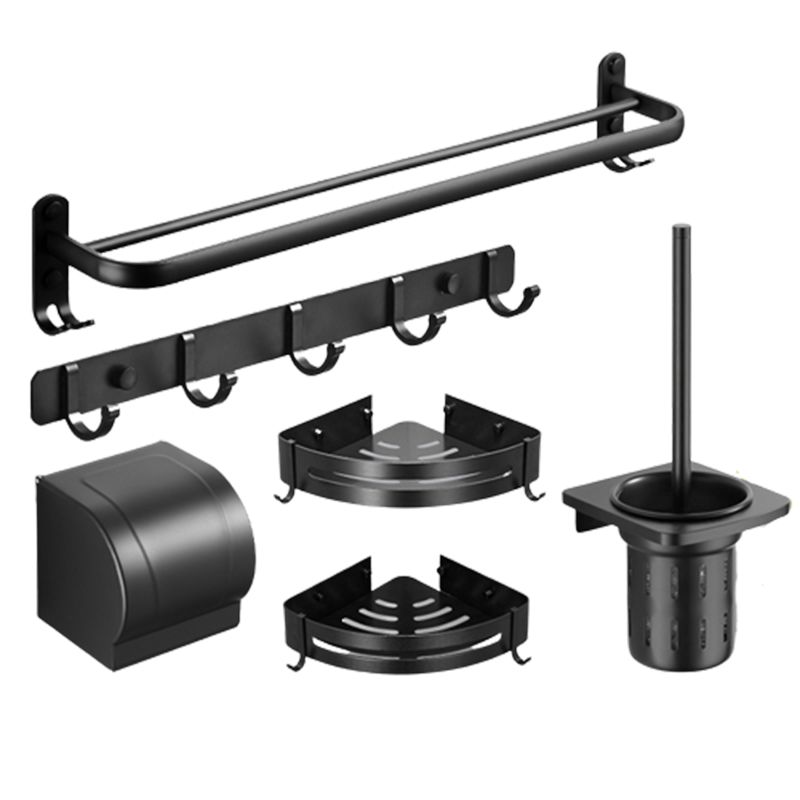 Modern Black Bathroom Accessory Kit Paper Holder Towel Bar Bath Hardware Set