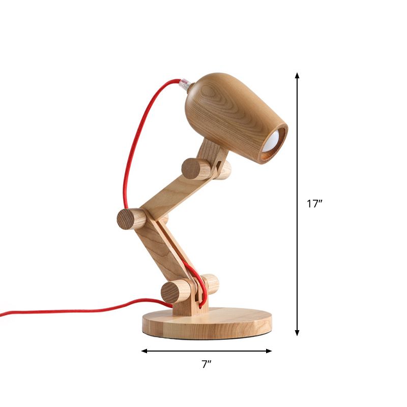 Schwung Arm Holz Nachttisch Licht zeitgenössische 1-Licht-Beige Nachtlampe für Wohnzimmer