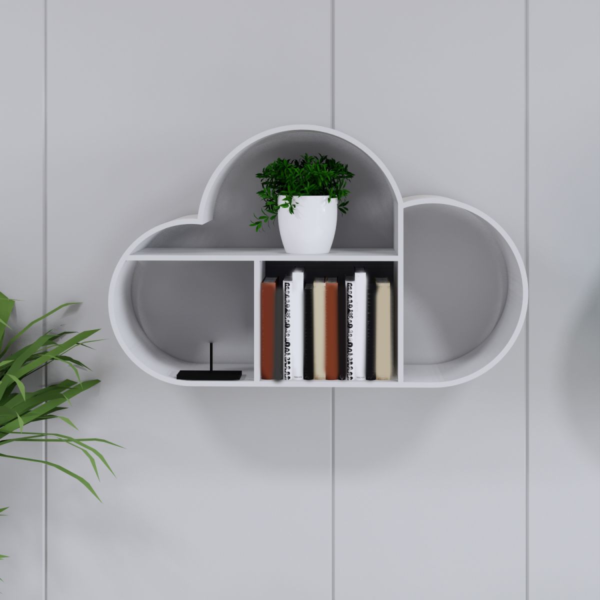 Iron Wall Mounted Book Shelf Cloud-like Book Organizer with Shelf