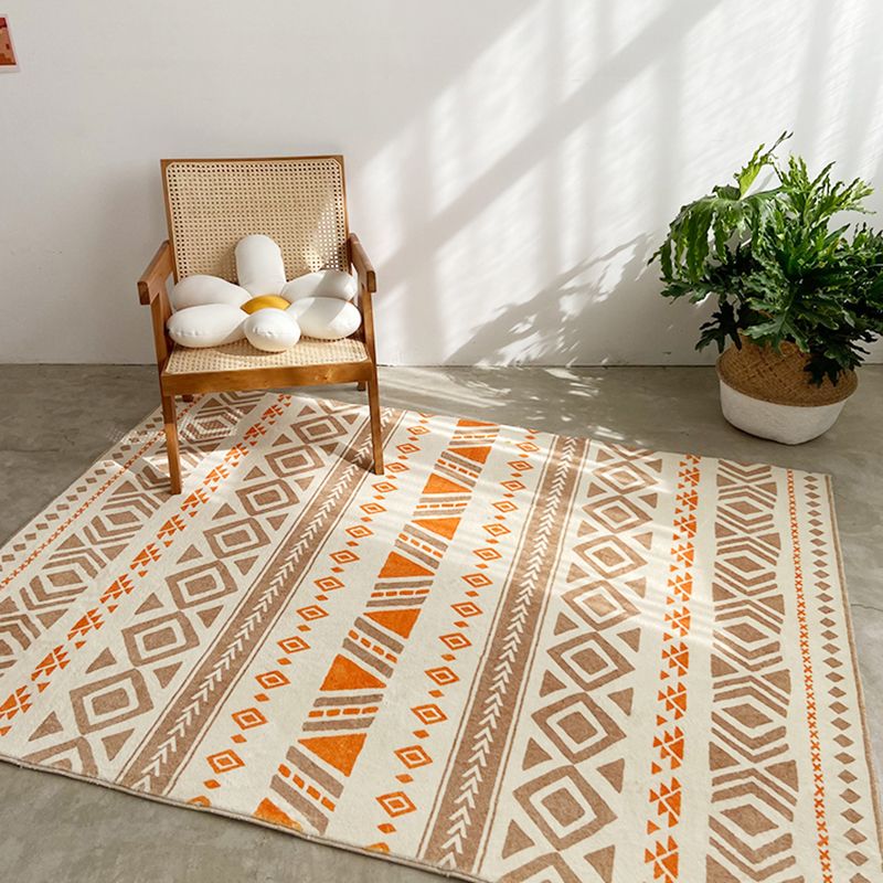 Boho-Chic Tribal Print Carpet Multicolor Polyester Rug Anti-Slip Backing Carpet for Home Decoration