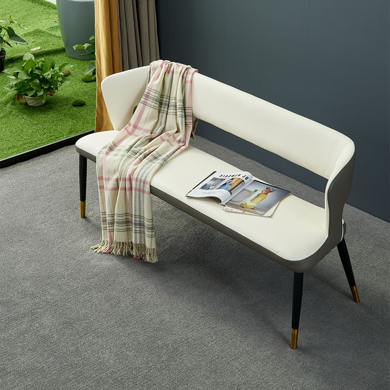 Modern 19.5" H Upholstered Bench High-Back Dining Seating Bench with 4 Metal Legs