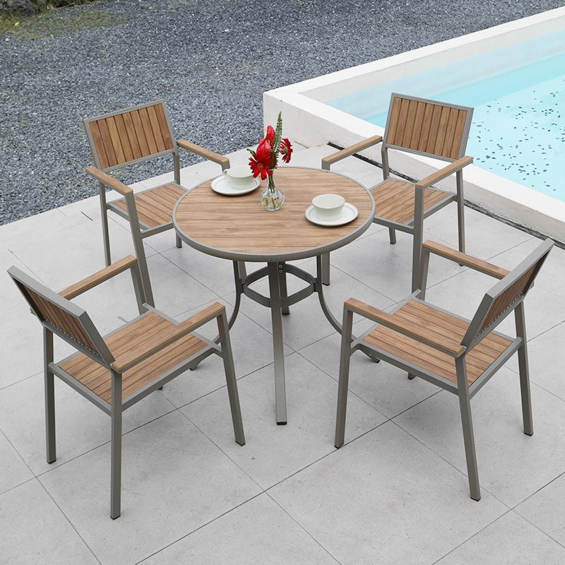 Contemporary Natural Dining Chair Open Back Outdoors Dining Chairs