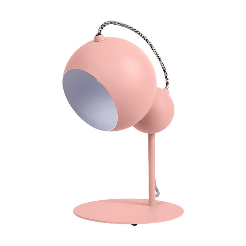 Pink/Yellow/Green Globe Table Lamp Modernist 1 Light Metallic Reading Light with Adjustable Shade for Bedroom