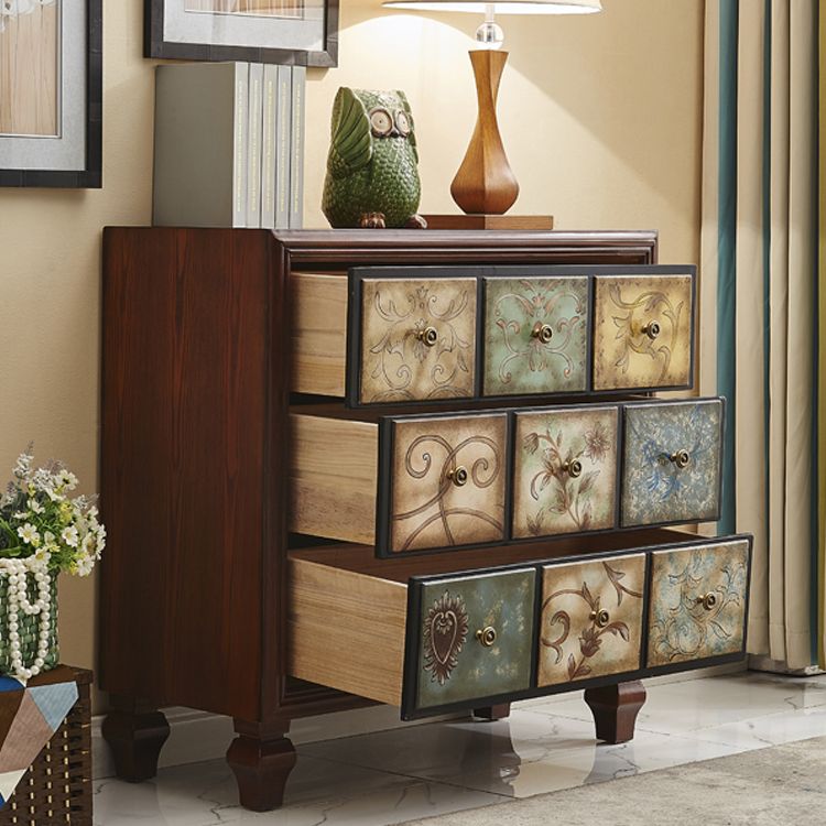 Traditional Storage Chest Dresser Bedroom Wooden Storage Chest in White and Brown