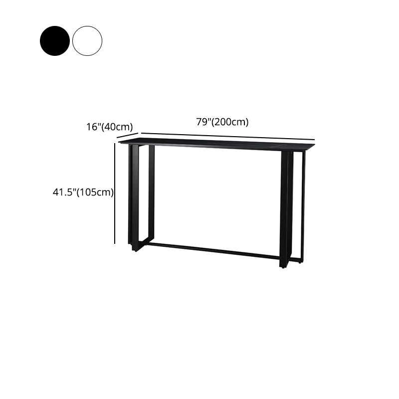 Industrial Bistro Bar Desk Indoor Stone and Metal Rectangle Bistro Bar Table