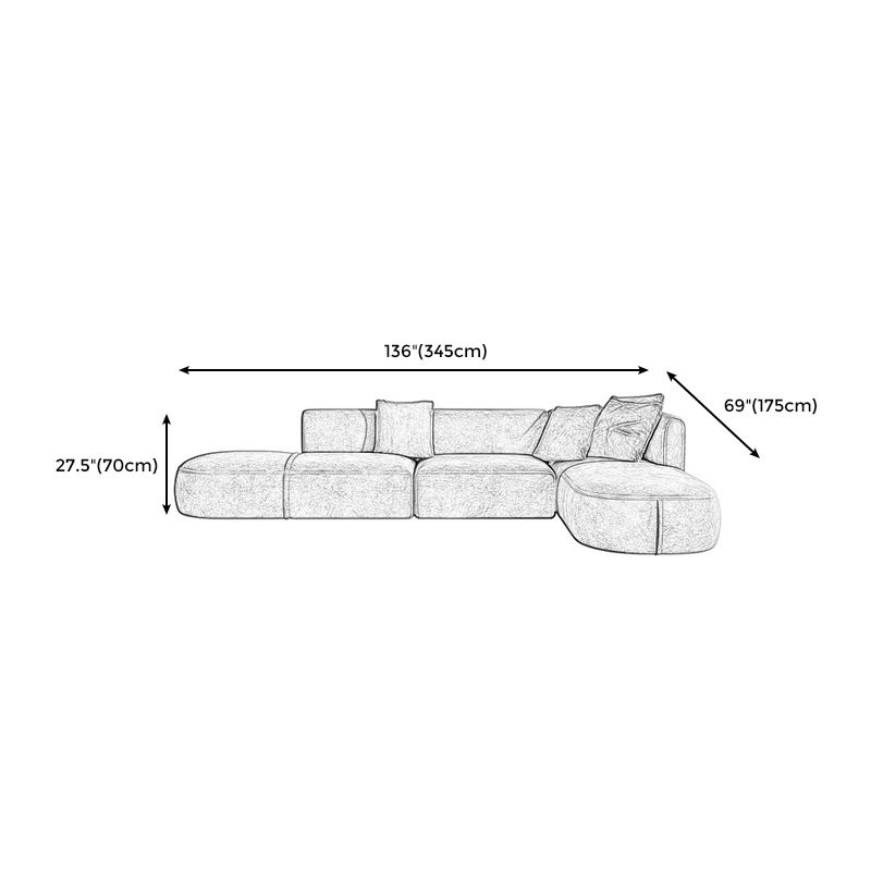 Velvet One Arm Sectional Sofa 27.56"High Tight Back Sofa for Living Room