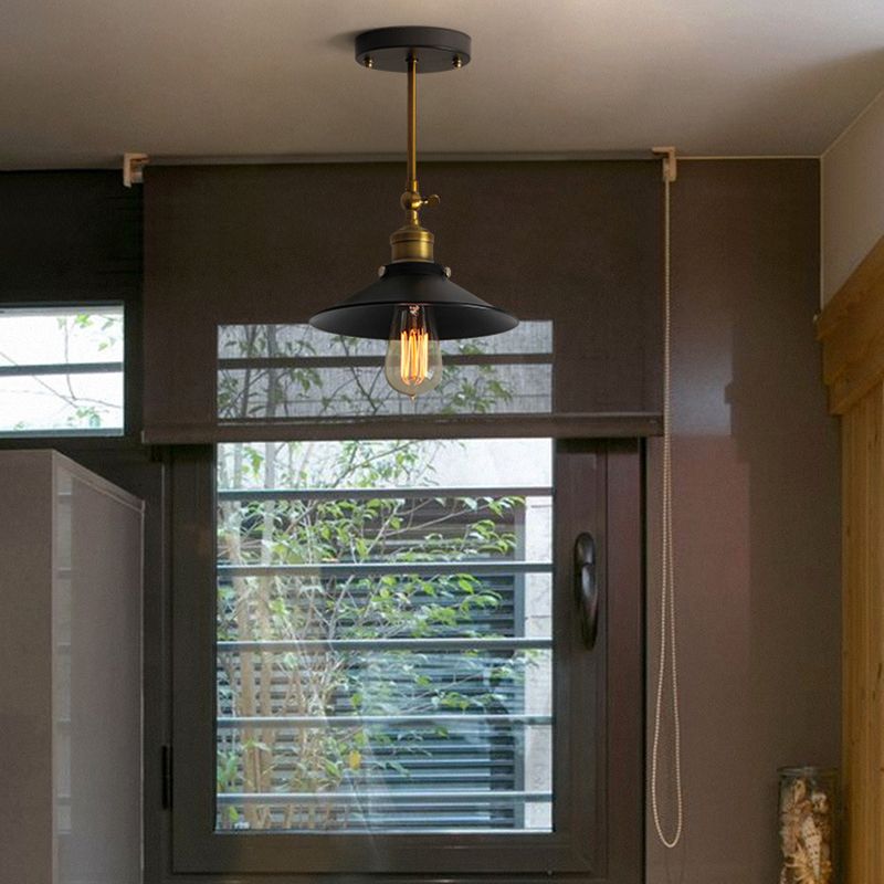 Black Cone Pendant Light Wrought Iron Industrial Hanging Light Fixtures