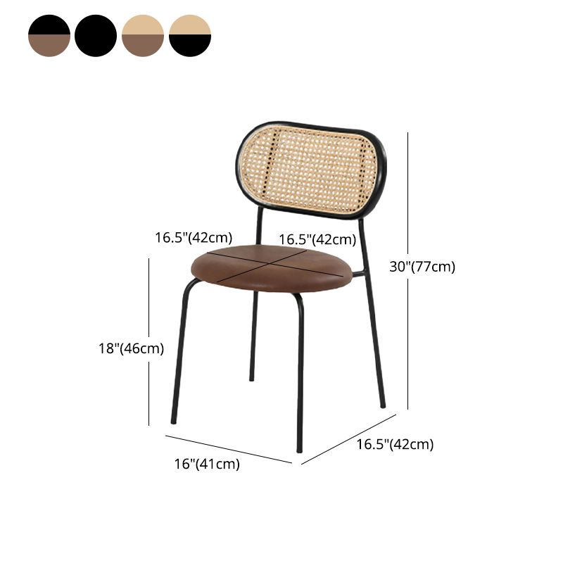 Industrial Open Back Chair Dining Armless Chair for Kitchen with Metal Legs