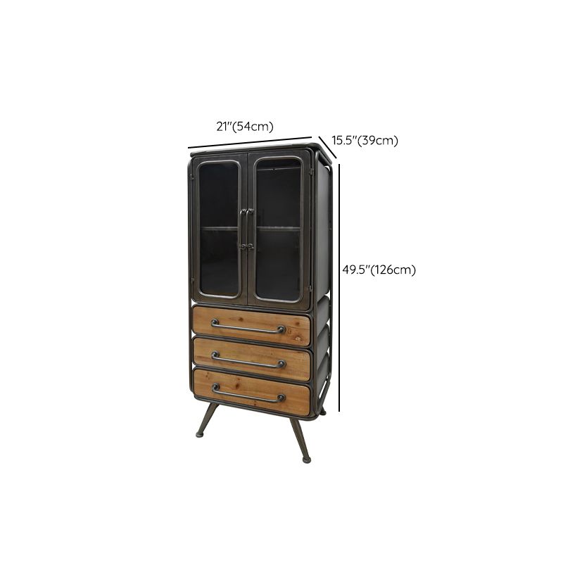 Traditional Solid Wood Display Cabinet in Brown for Dining Room