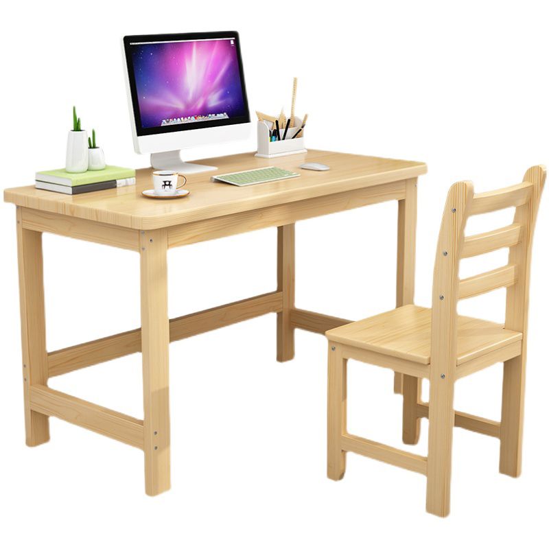 29.5" H Pine Office Desk Modern Home Writing Desk with H-shape Base