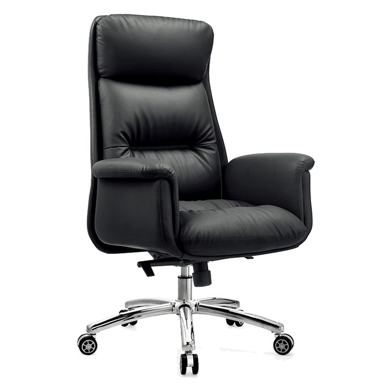 Executive Swivel Office Chair Modern Faux Leather Arm Chair with Wheels