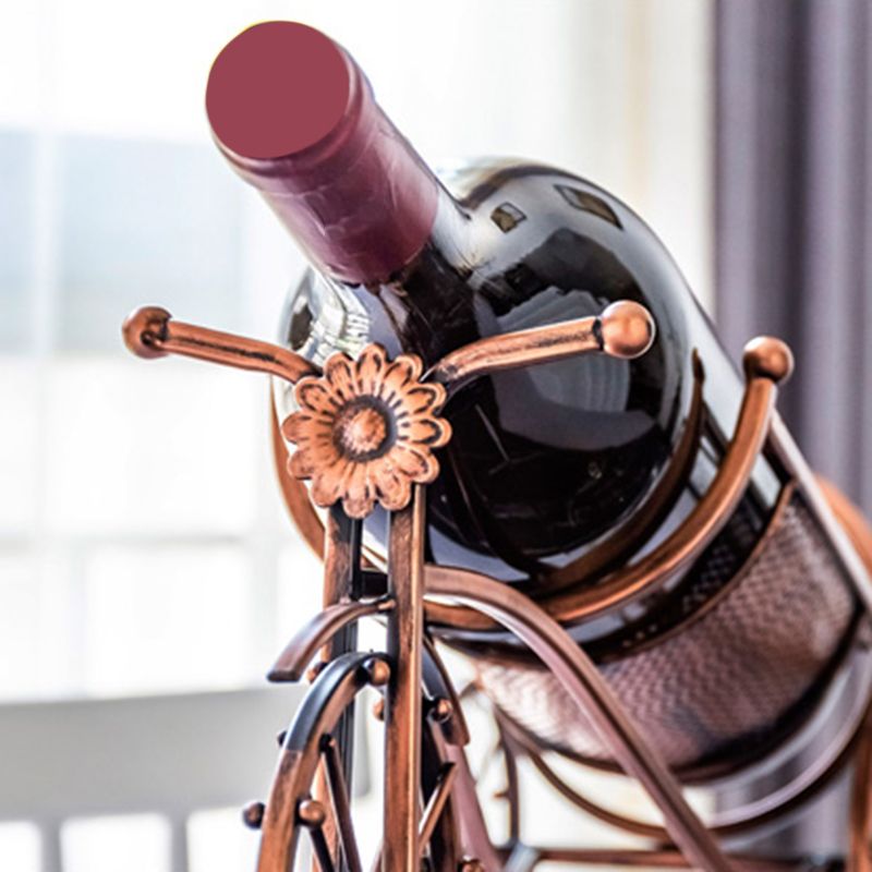 Metal Modern Wine Rack Bottle Tabletop Copper Bottle Holder for Kitchen