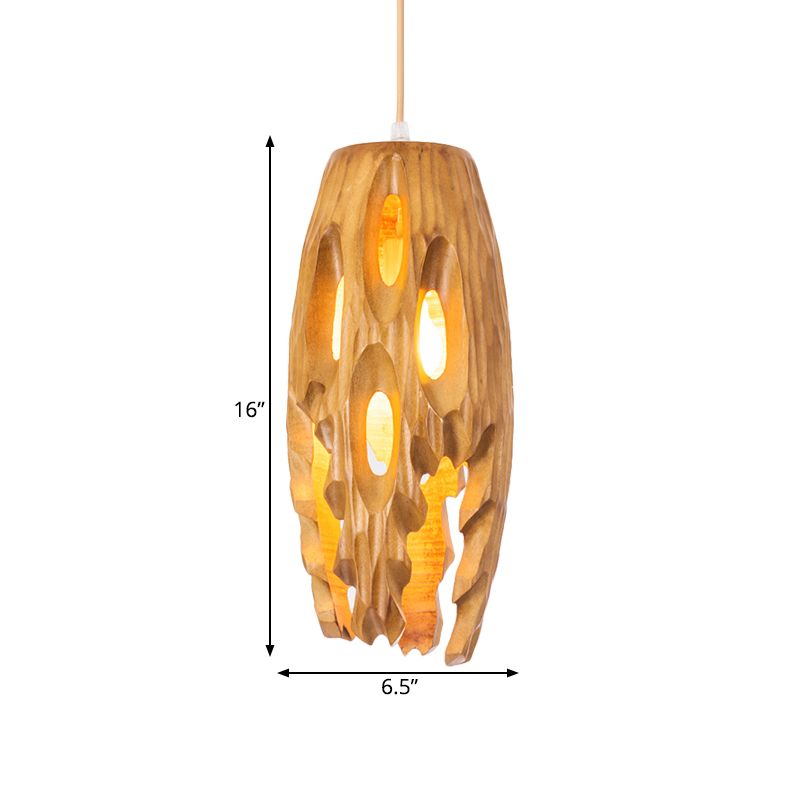 Ritagli cilindrici Bistro Pendulum Light Wood 1 Light Lodge Light Affermazione Luce del soffitto