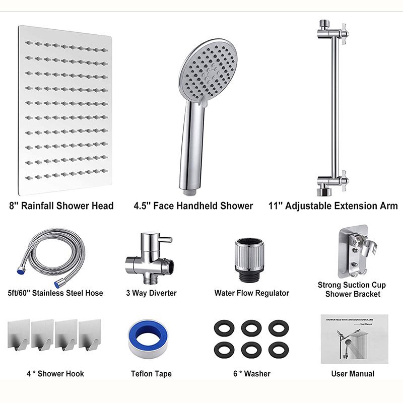 Square Shape Dual Shower Heads Modern Home Metal Dual Shower Heads