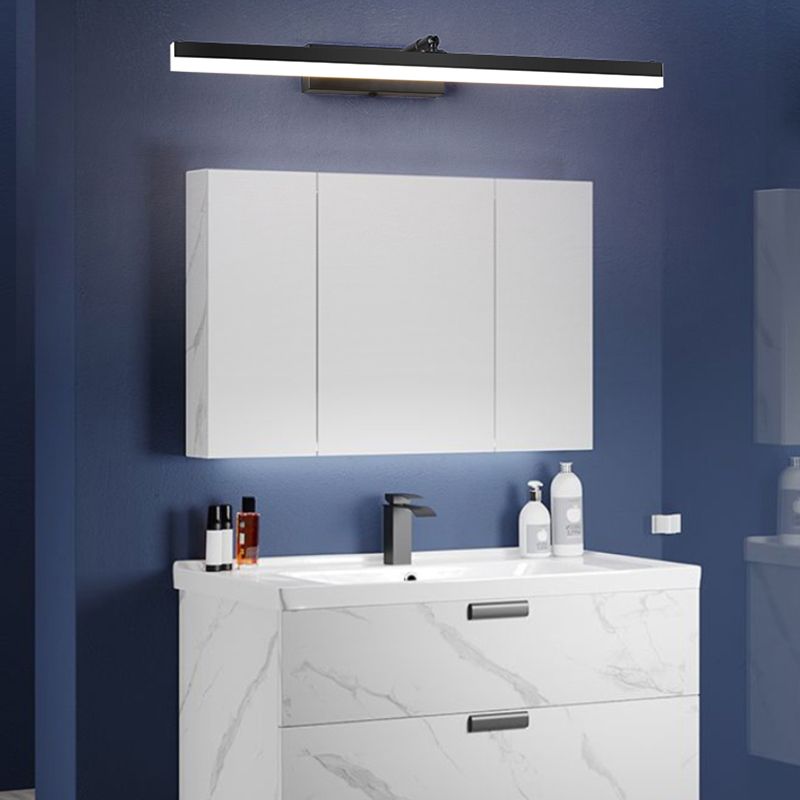 Lámpara de pared recta de metal Estilo nórdico Luz de espejo LED negro para el baño