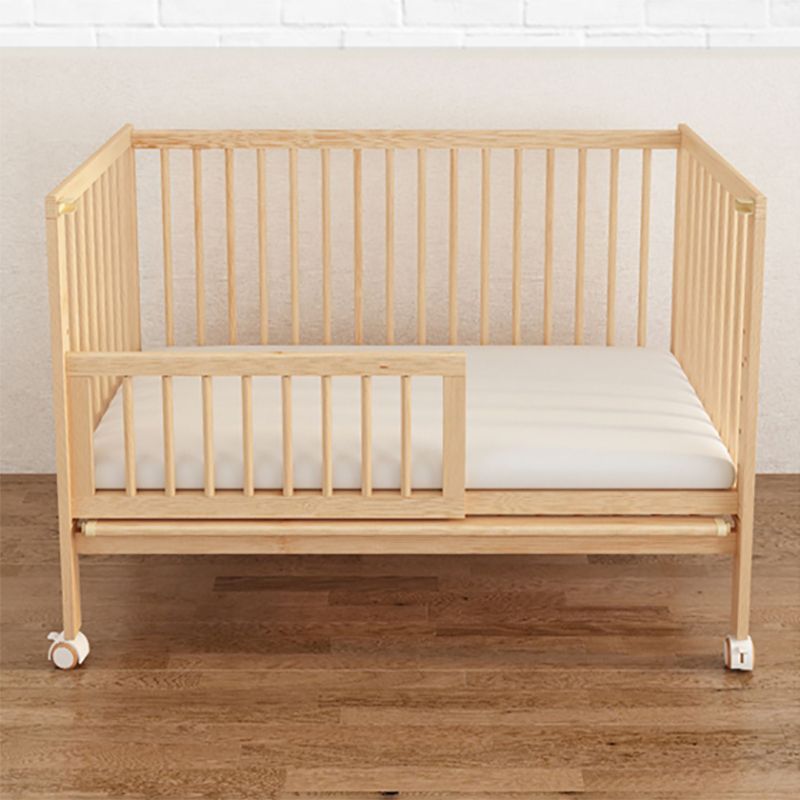 Modern Wood with Guardrail with Adjustable Height Nursery Crib