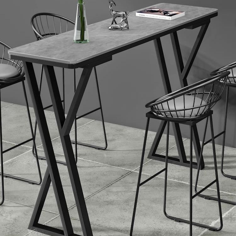 Stone Top Bar Table 42-inch Height Industrial Style Bistro Table for Restaurant