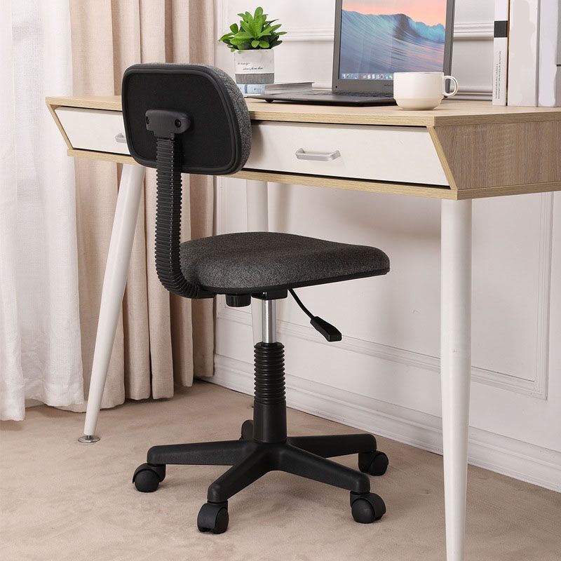 Armless Office Chair Rotatable Nylon Base Task Chair with Wheels