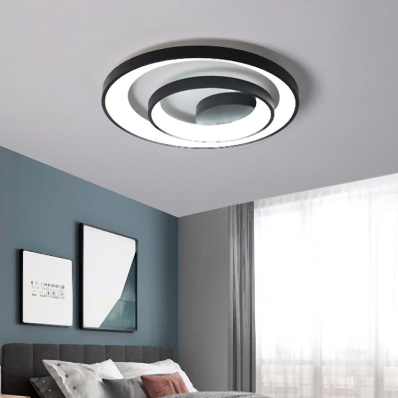 LED Circle 2 - Light Flush Mount Matte Black Iron and Acrylic Ceiling Flush