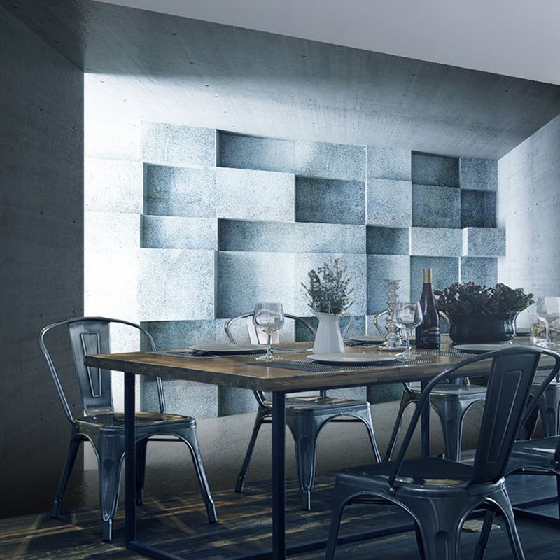 Extra Large Wall Covering Industrial Rustic Cement and 3D Geometries Wall Murals in Pastel Color