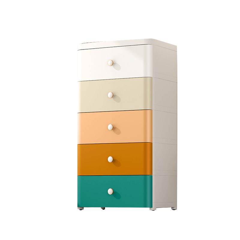 Nordic Vertical Kids Nightstand Plastic Nursery Dresser with 3/4/5/6/7 Drawers for Bedroom