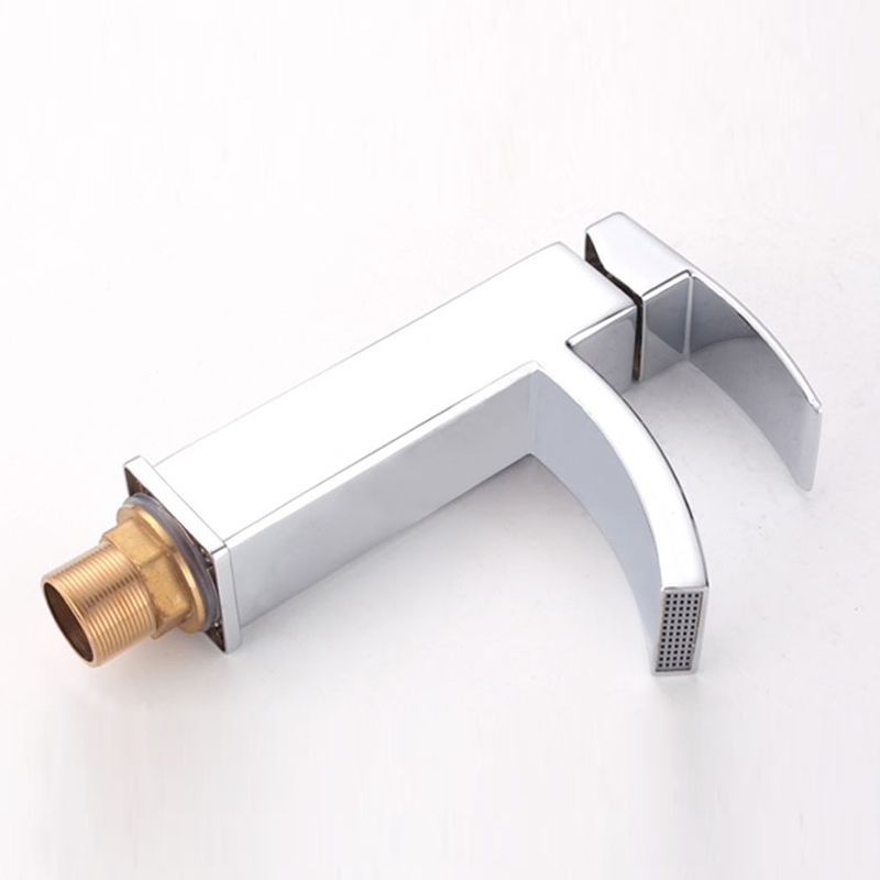 Cubic Chrome Bathroom Faucet Low Arc Single Handle Vessel Faucet