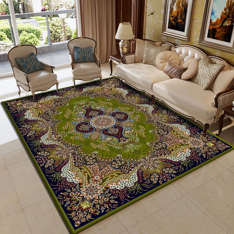 Turkish Jacquard Print Rug Multi Color Polyester Area Carpet Machine Washable Pet Friendly Anti-Slip Backing Rug for Home Decor